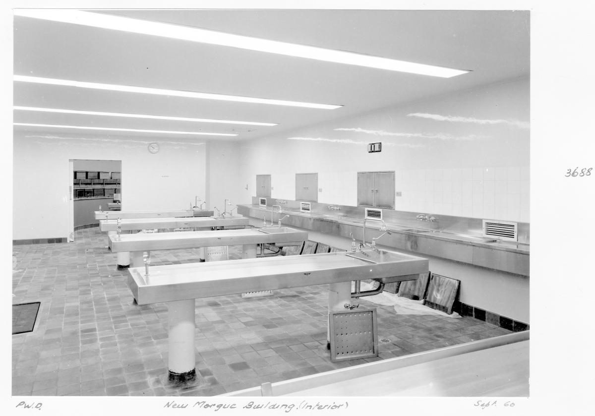 Interior of the new Institute of Forensic Pathology/Morgue building, Coopers Plains - Brisbane, September 1960