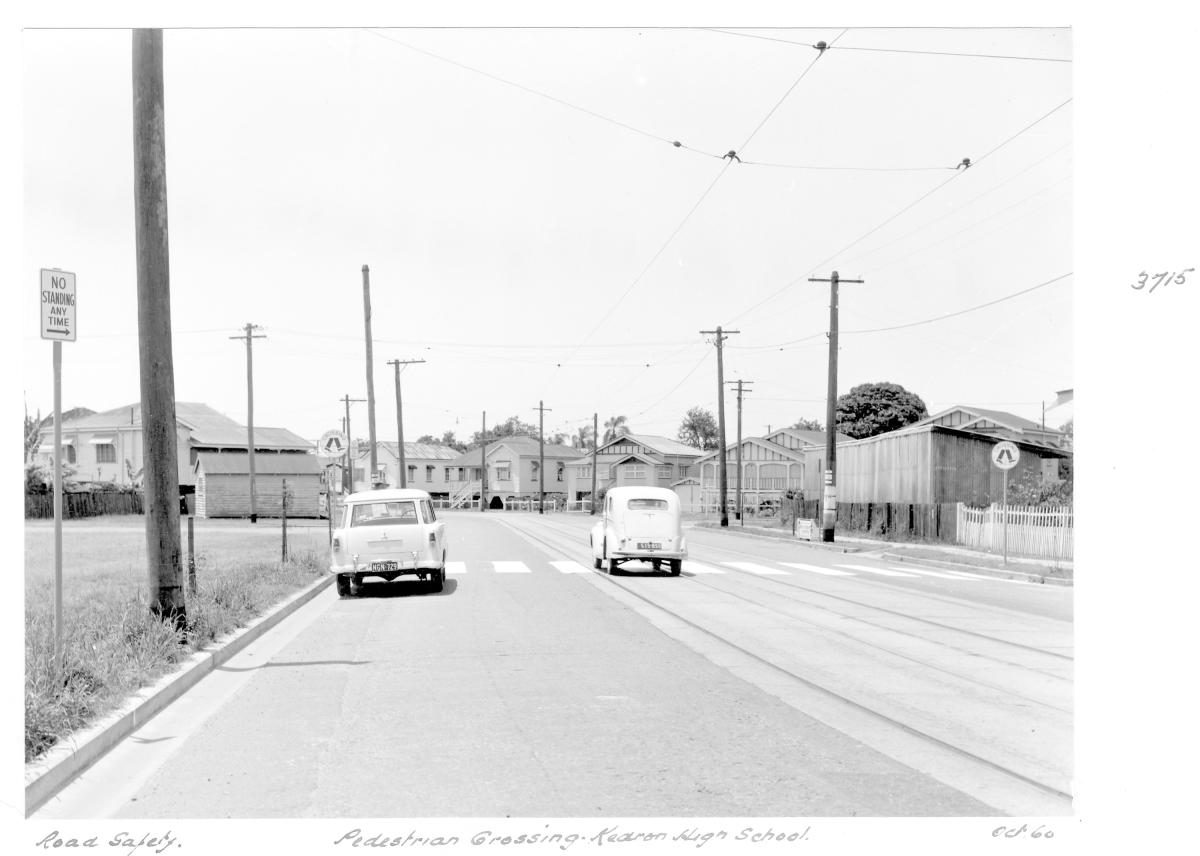 Pedestrian road crossing at Kedron State High School - Brisbane, October 1960