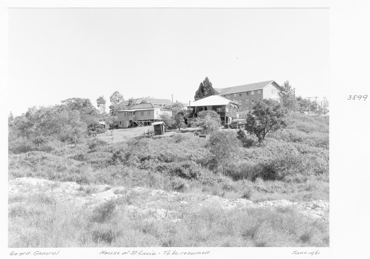 Rear view of a house at St Lucia, to be resumed for the construction of the University of Queensland - Brisbane, June 1961