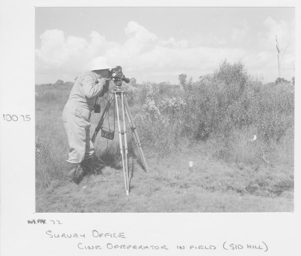 Survey Office camera operator on the field at Sherwood - Brisbane, May 1972