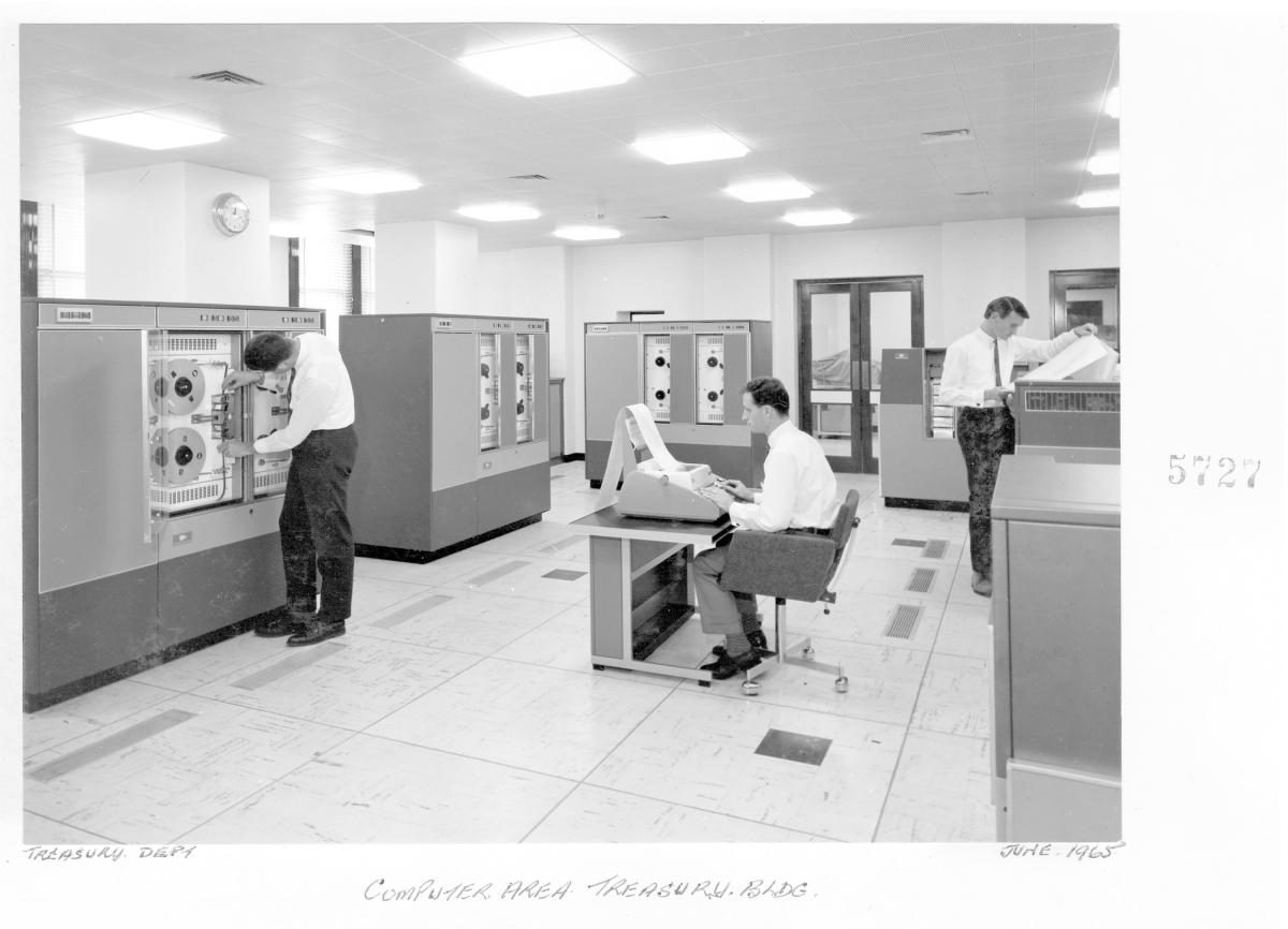 Computer area - Treasury Building, Brisbane, June 1965, Brisbane City