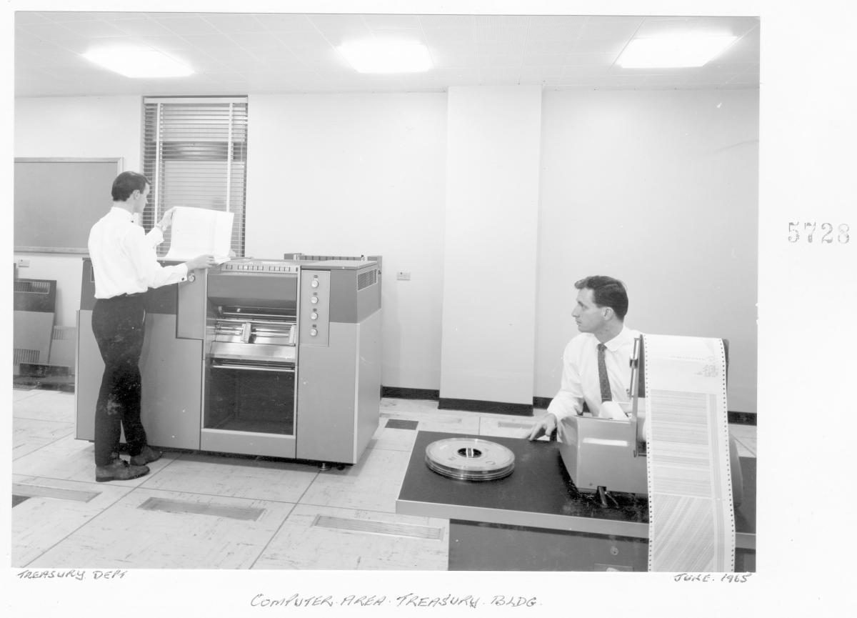 Computer area - Treasury Building, Brisbane, June 1965, Brisbane City