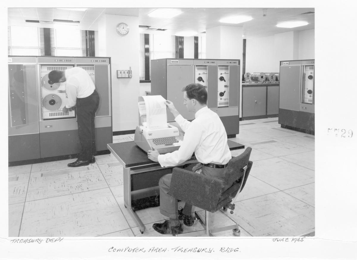 Computer area - Treasury Building, Brisbane, June 1965, Brisbane City