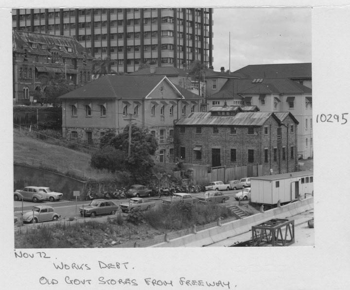 Queensland Government Stores from the freeway, Elizabeth St end - Brisbane, November 1972