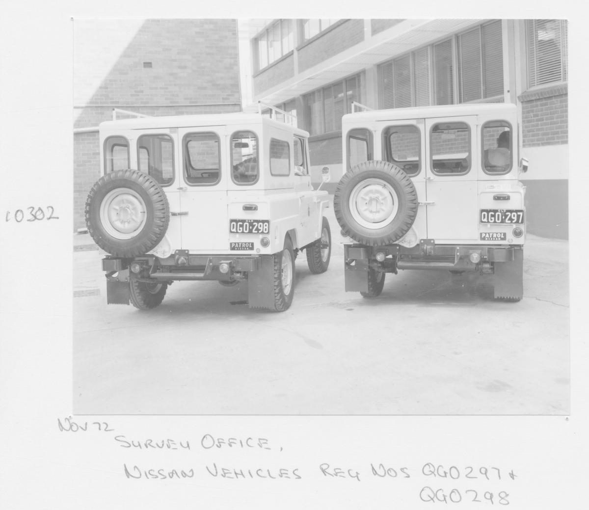Survey Office Nissan vehicles for field work - Brisbane, November 1972