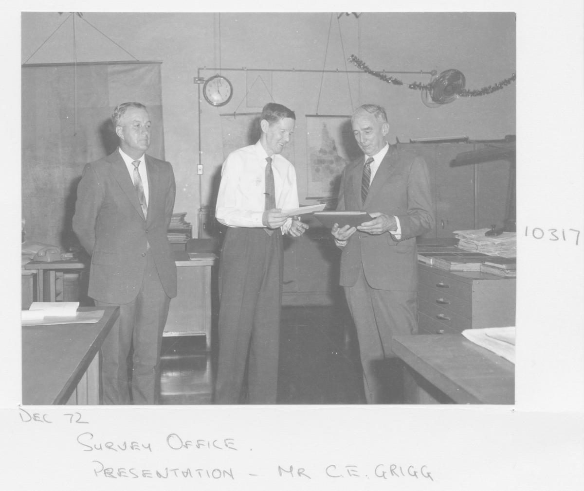 Survey Office presentation to Mr C E Grigg - Brisbane, December 1972