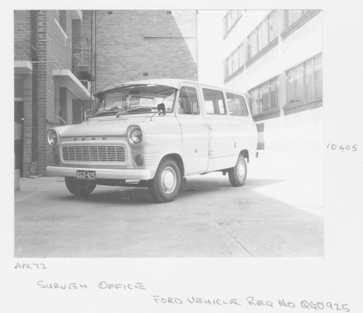 Survey Office Ford Transit vehicle, registration No. QGO925 - Brisbane, April 1973