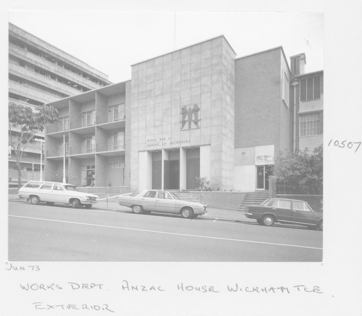 Exterior facade of the Works Department's Anzac House on Wickham Terrace - Brisbane, June 1973, Brisbane City