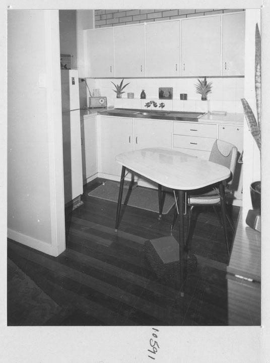 Kitchen of a new Queensland Housing Commission house on Sebring St, Holland Park - Brisbane, September 1973
