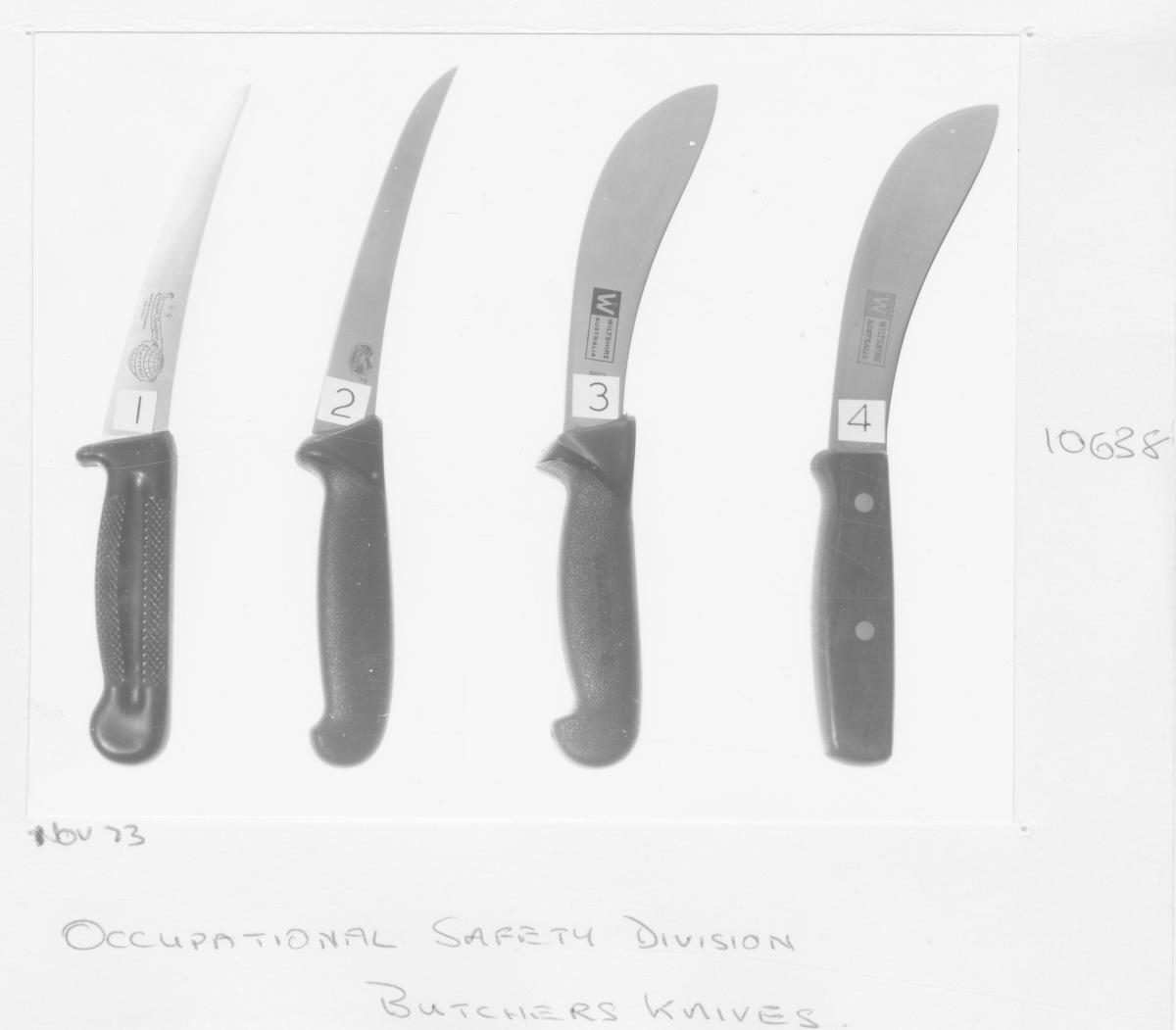 Butchers' knives from the Occupational Safety Division - Brisbane, November 1973