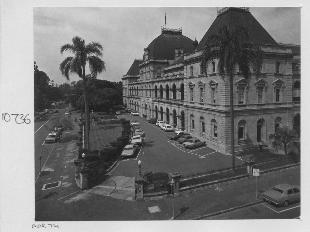 Parliament House from the Bellevue Building - Brisbane, April 1974, Brisbane City
