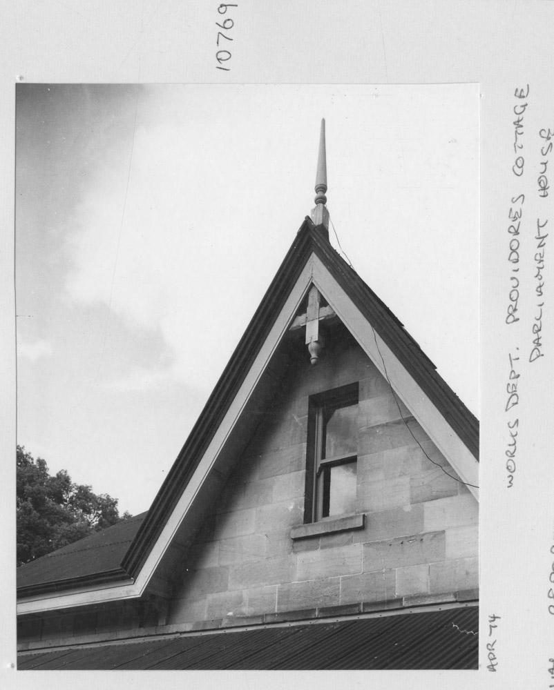 Detail of Providores Cottage at Parliament House - Brisbane, April 1974, Brisbane City