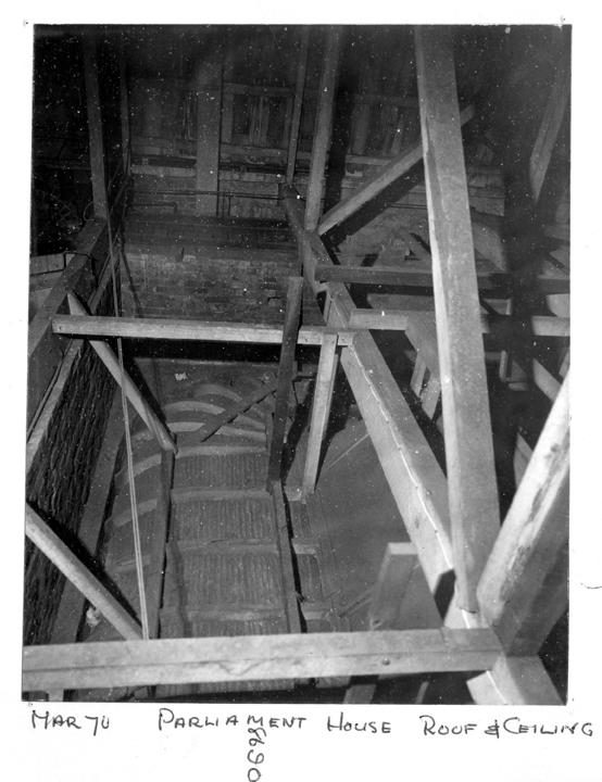 Roof and ceiling, Parliament House, Brisbane, March 1970, Brisbane City