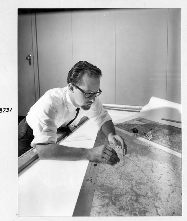 Scribing, [Survey Office, Brisbane], April 1970