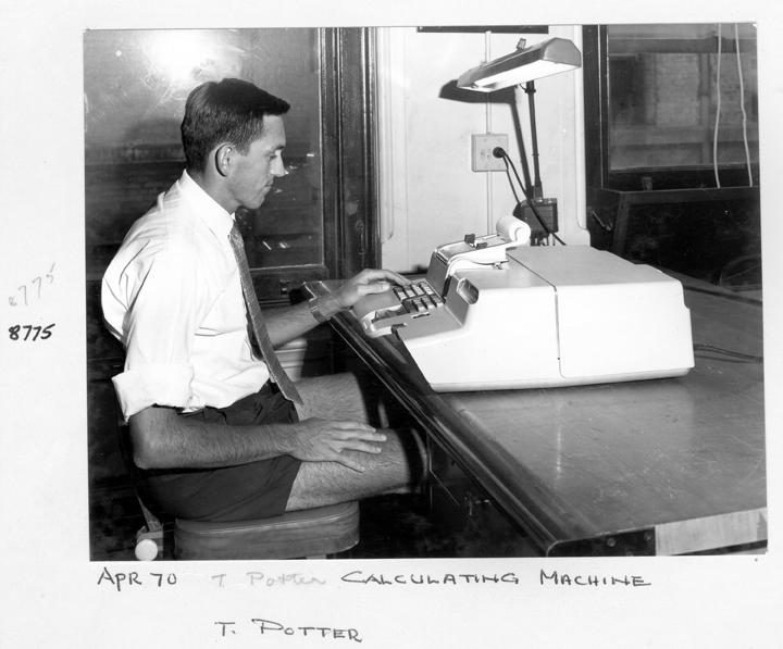 Calculating machine [Survey Office, Cartographic Section, Brisbane], April 1970