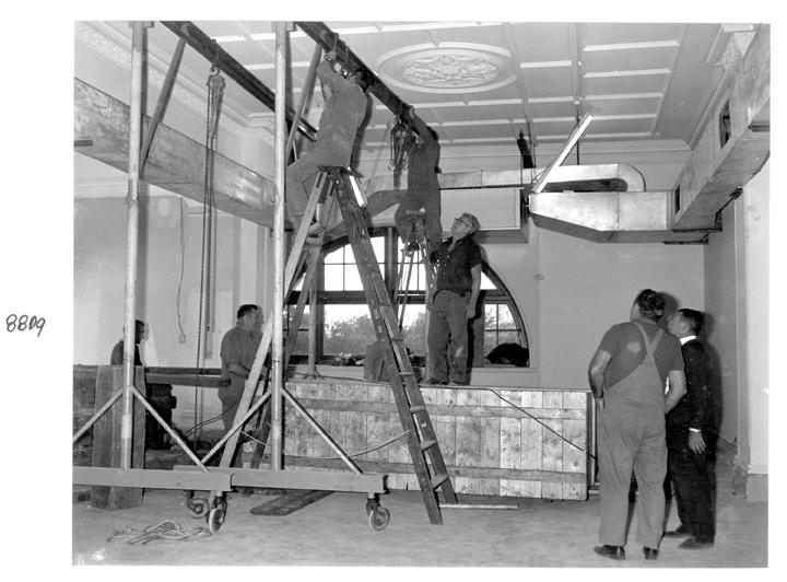 Crates inside the Camera Room, Executive Building, Brisbane, April 1970, Brisbane City