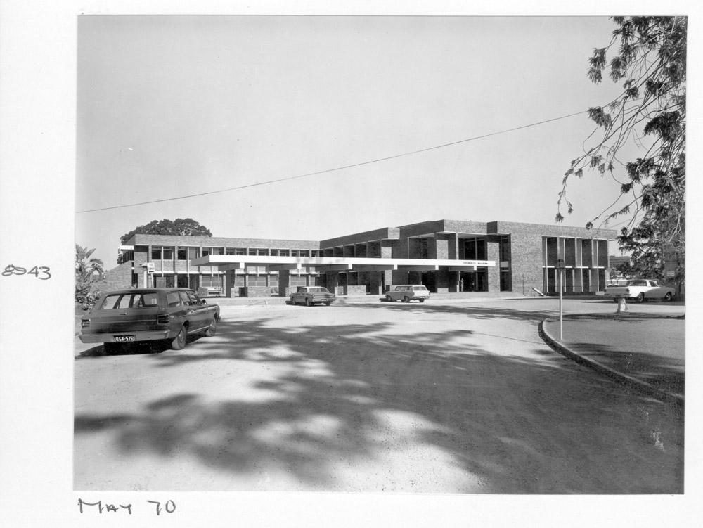 Exterior front of Community Building, Queensland Institute of Technoloy, Brisbane, May 1970