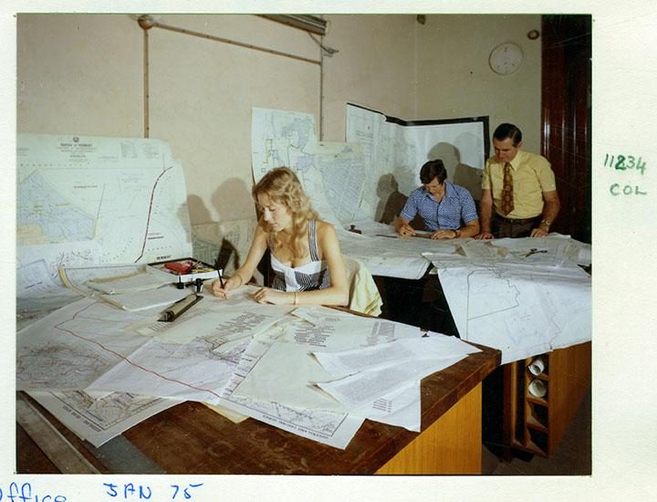 Working on the 1975 electoral redistribution at the Survey Office - Brisbane, January 1975