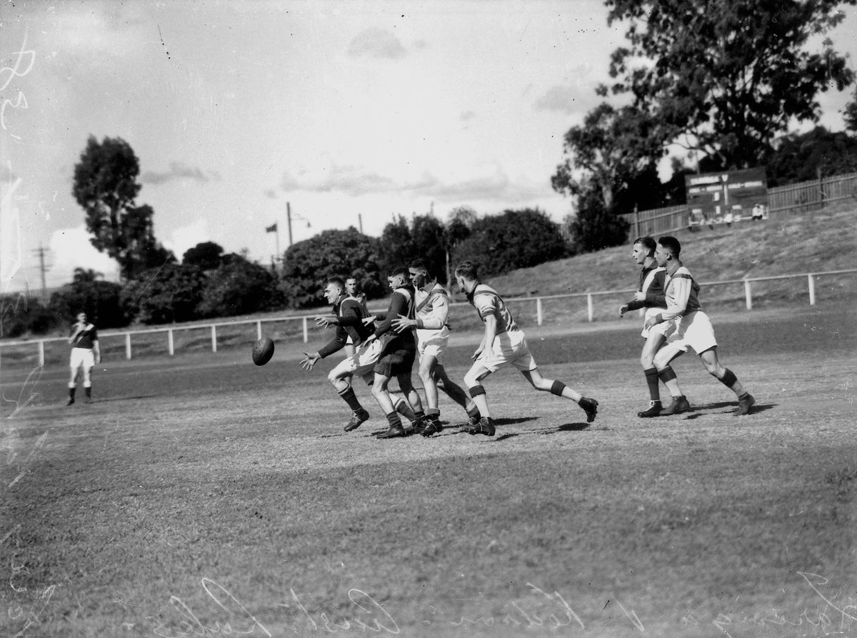 Australian Rules Football match at Perry Park in April 1938, Bowen Hills