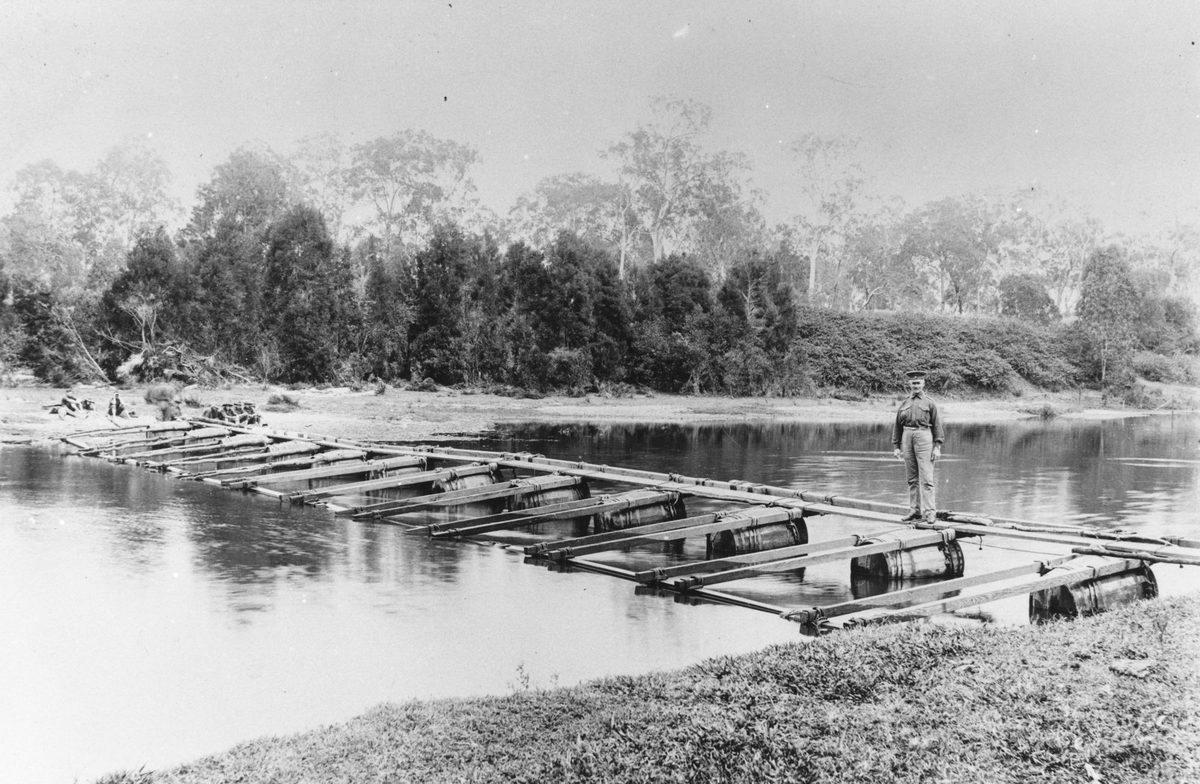 Bridge building at the Royal Australian Engineers camp at Enoggera, Brisbane (1914)