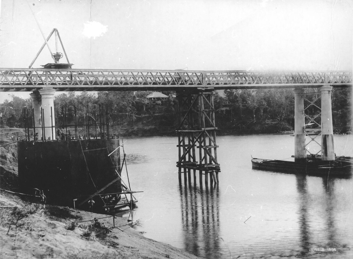 Construction of the second Indooroopilly Railway Bridge, Brisbane, June 1894