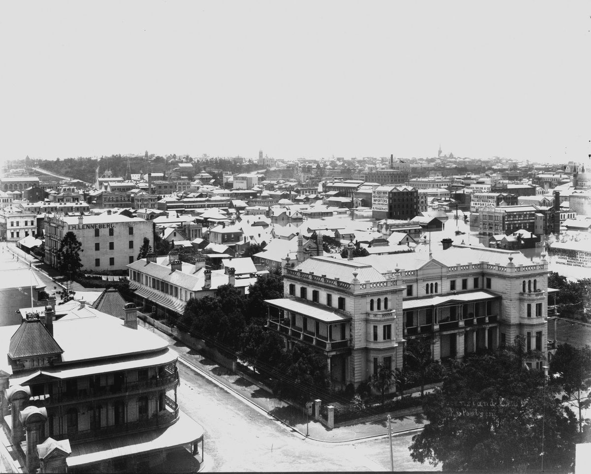 View over Brisbane during the floods of 1893, Brisbane City