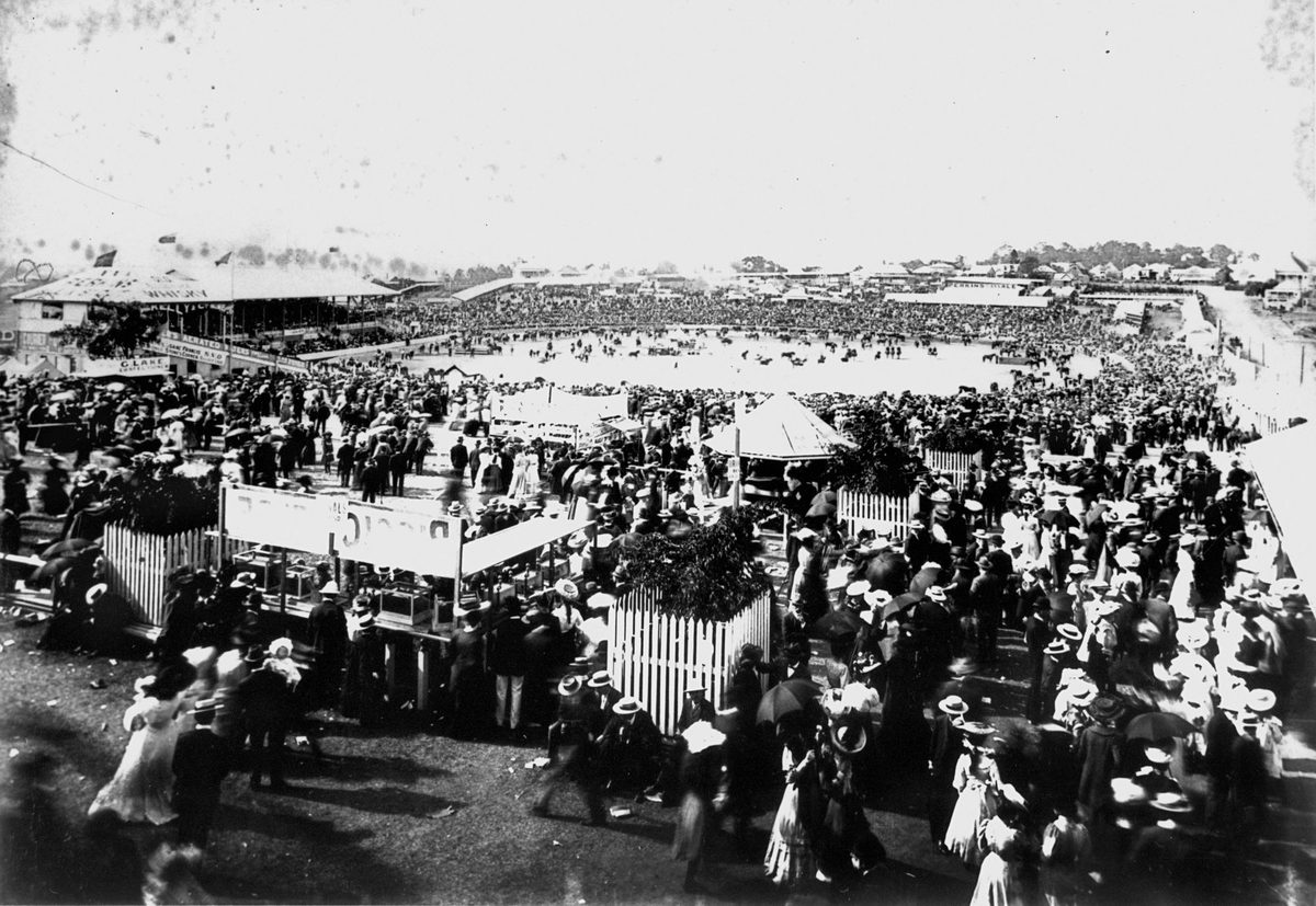 Part of the crowd of 40,000 people who visited the Brisbane Exhibition in 1906, Bowen Hills