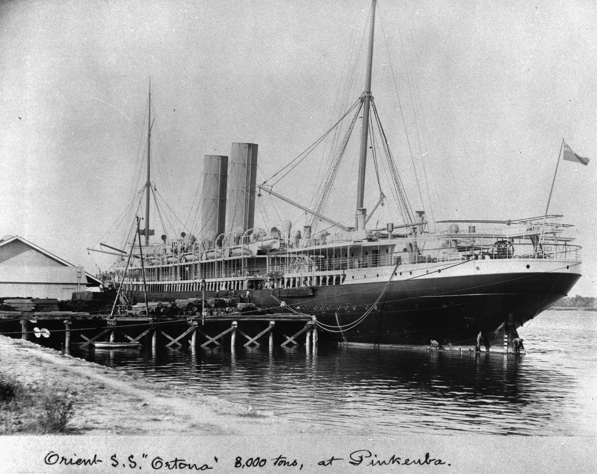 Orient steamship line, Ortona at Pinkenba Wharf, Brisbane (1907)