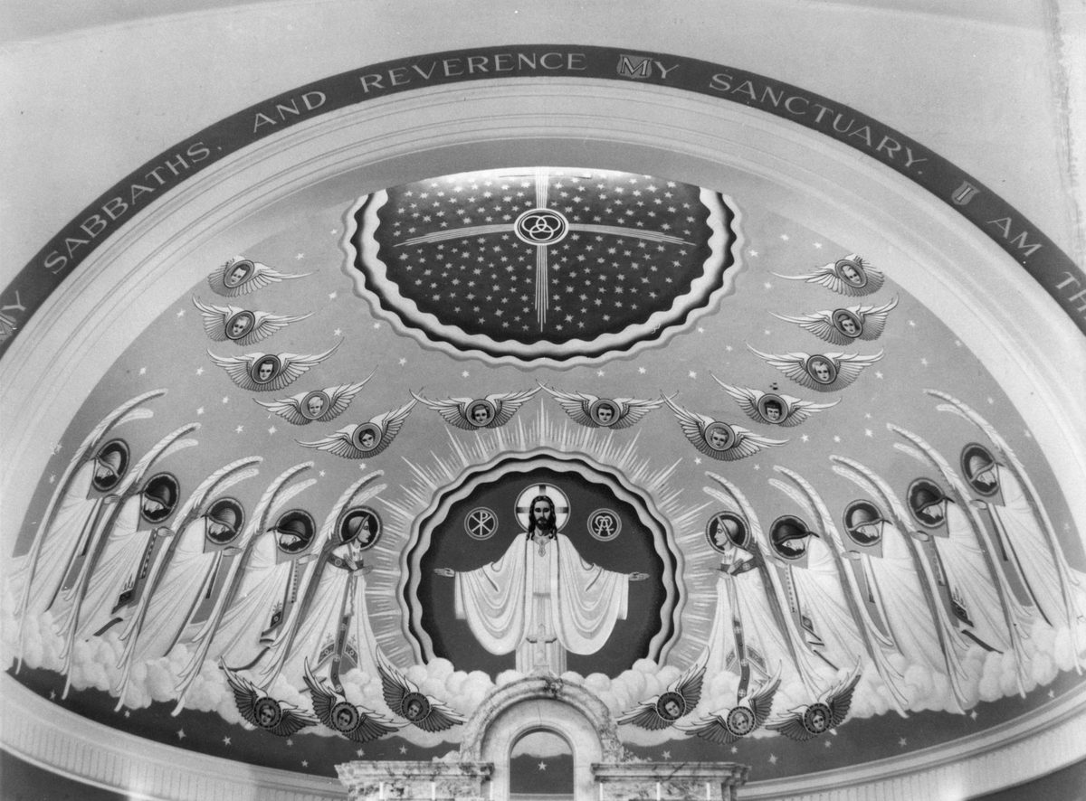 Details of the competed fresco at St Joeph's Church, Kangaroo Point, Brisbane (1948)