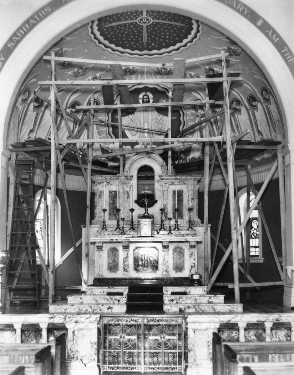 Scaffolding used by James Wieneke at St Joseph's Church, Kangaroo Point (1948)