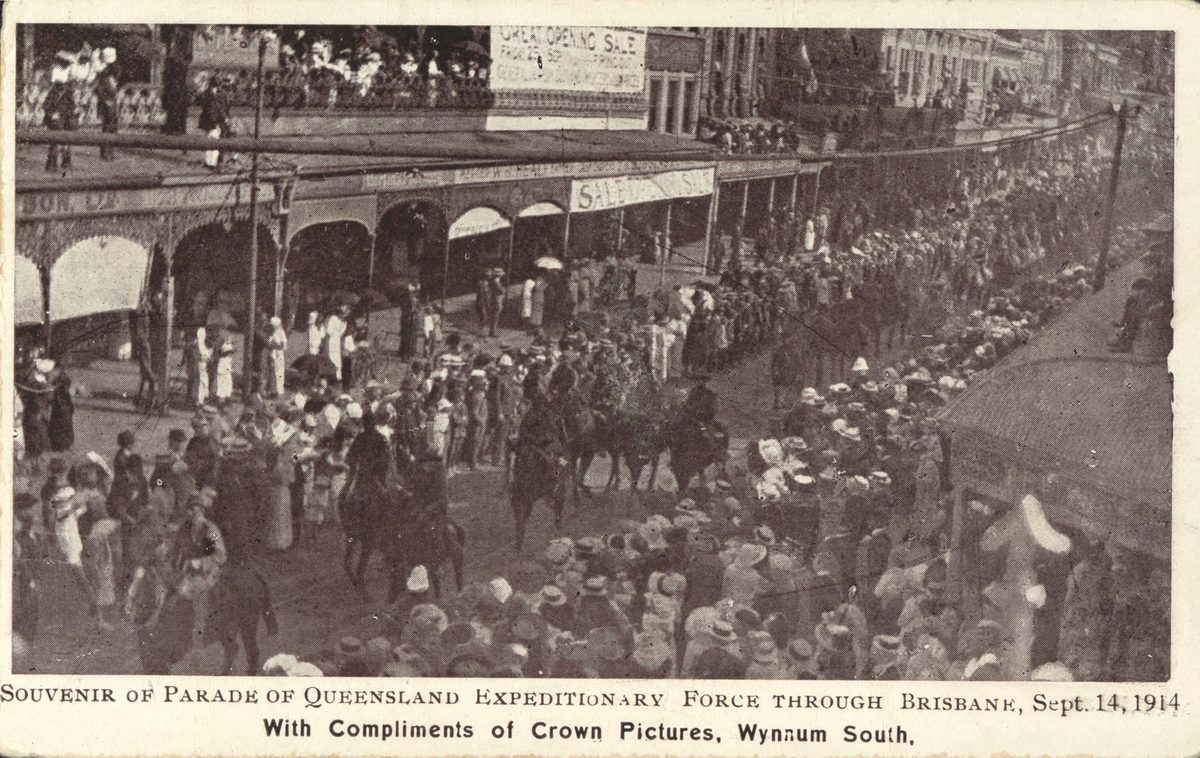 Parade of Queensland Expeditionary Force through the streets of Brisbane, 14 September 1914