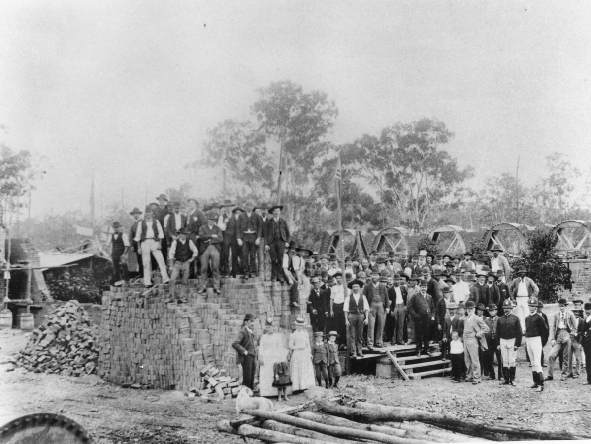 Celebrating the commencement of Mount Crosby Pumping Station's construction, 1890