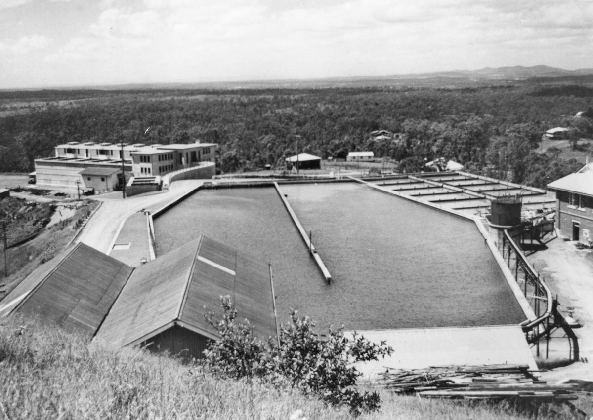 View of the Mount Crosby water tanks, Queensland (1954)