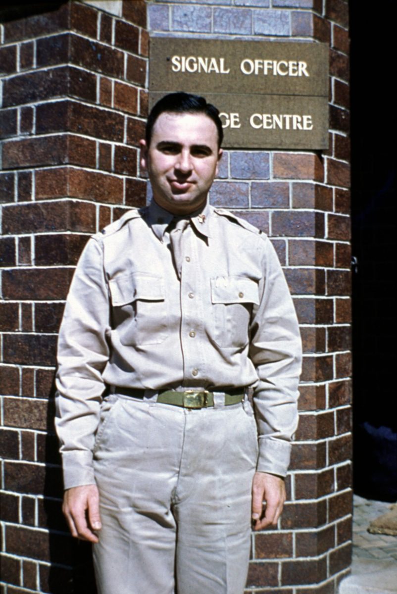 American Lieutenant Mark Muller outside Somerville House in Brisbane, 1942