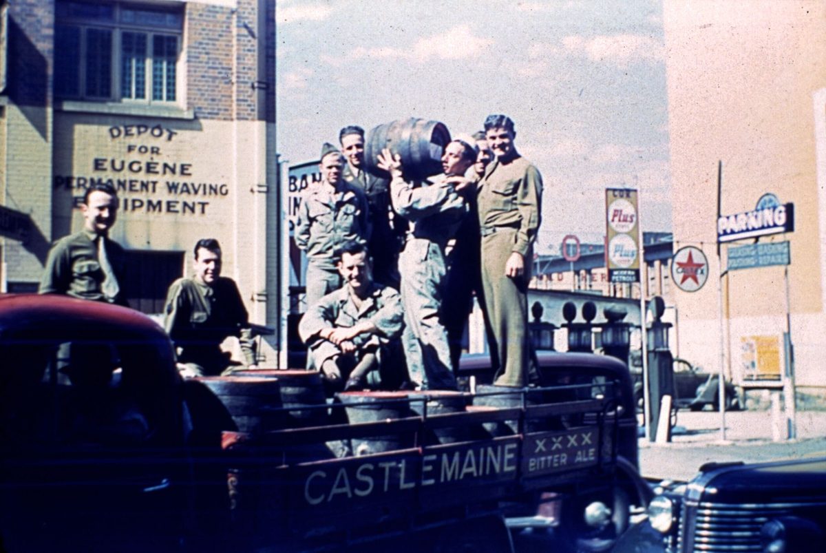 American G.I.s on the back of a Castlemaine Brewery truck in Charlotte Street, Brisbane, 1942, Brisbane City