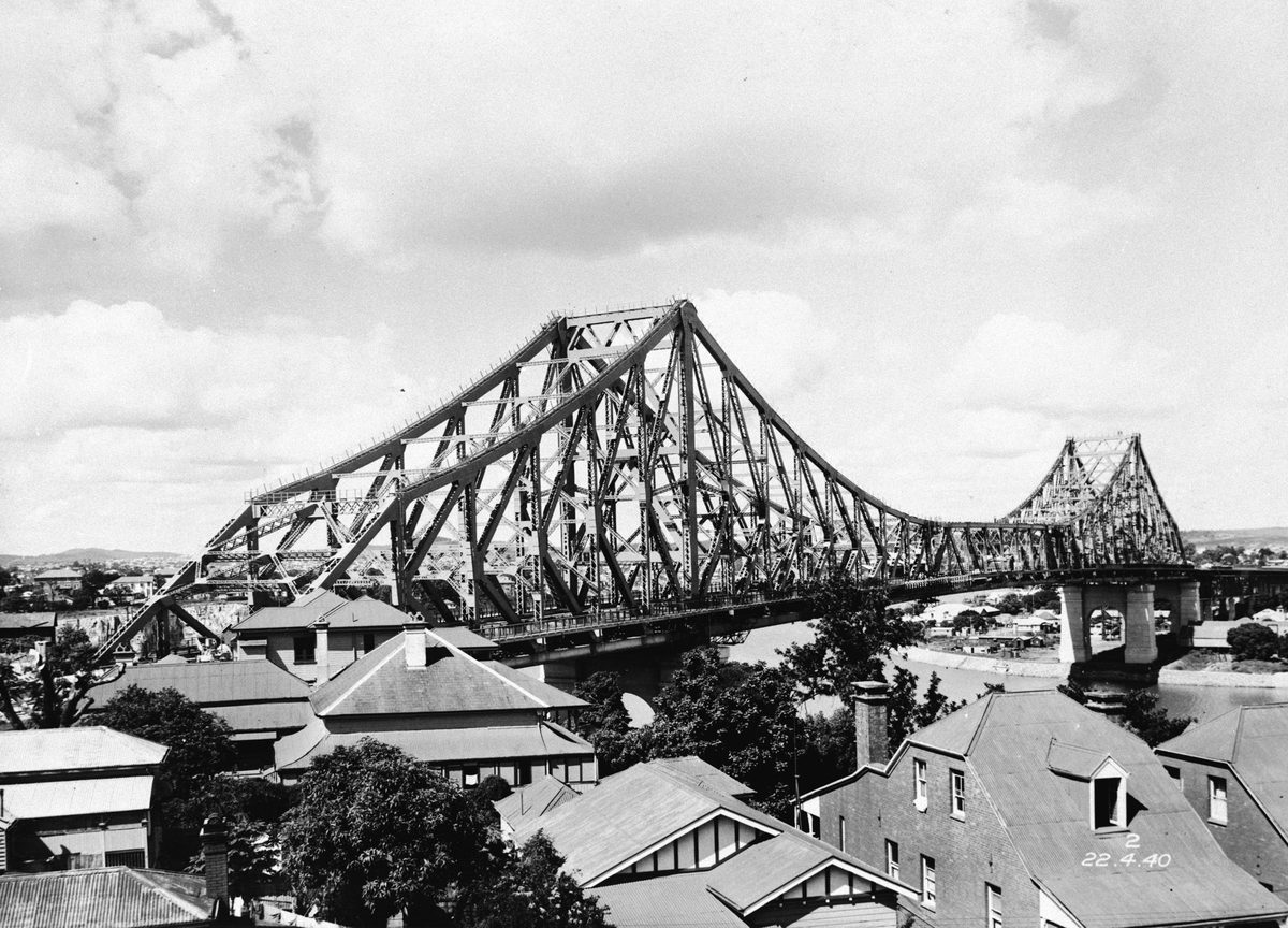 Story Bridge across the Brisbane River, Queensland, 1940, Kangaroo Point