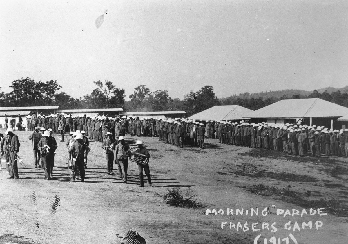 Morning Parade at Frasers Camp, 1917, Brisbane