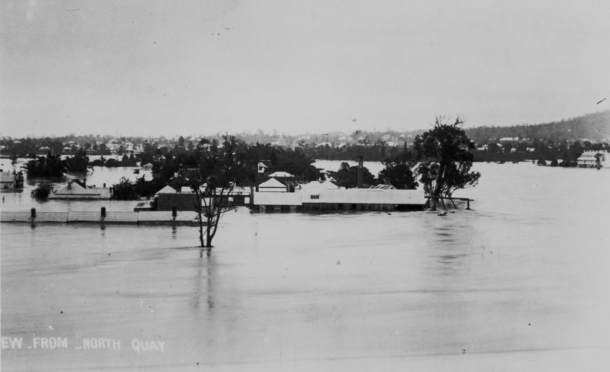 View of flooded West End from North Quay, 1893