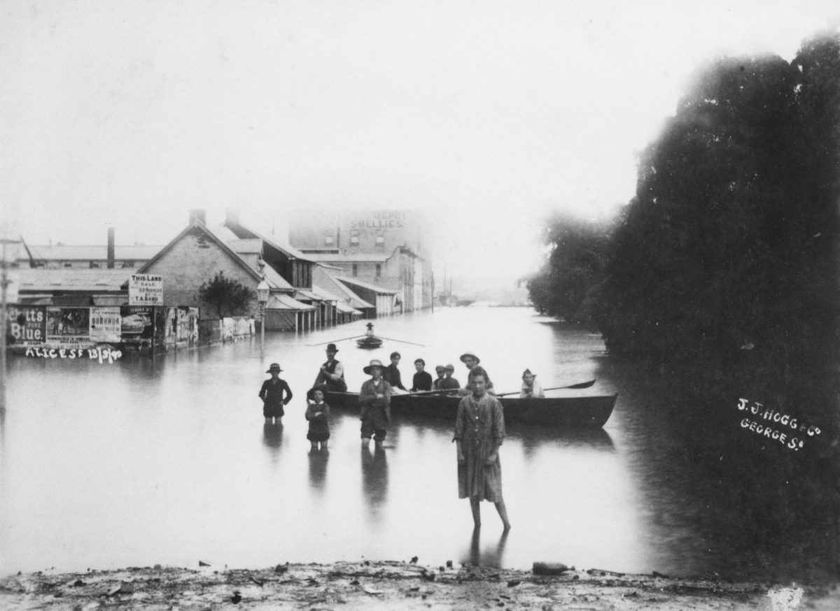 Alice Street Brisbane during the 1890 flood, Brisbane City