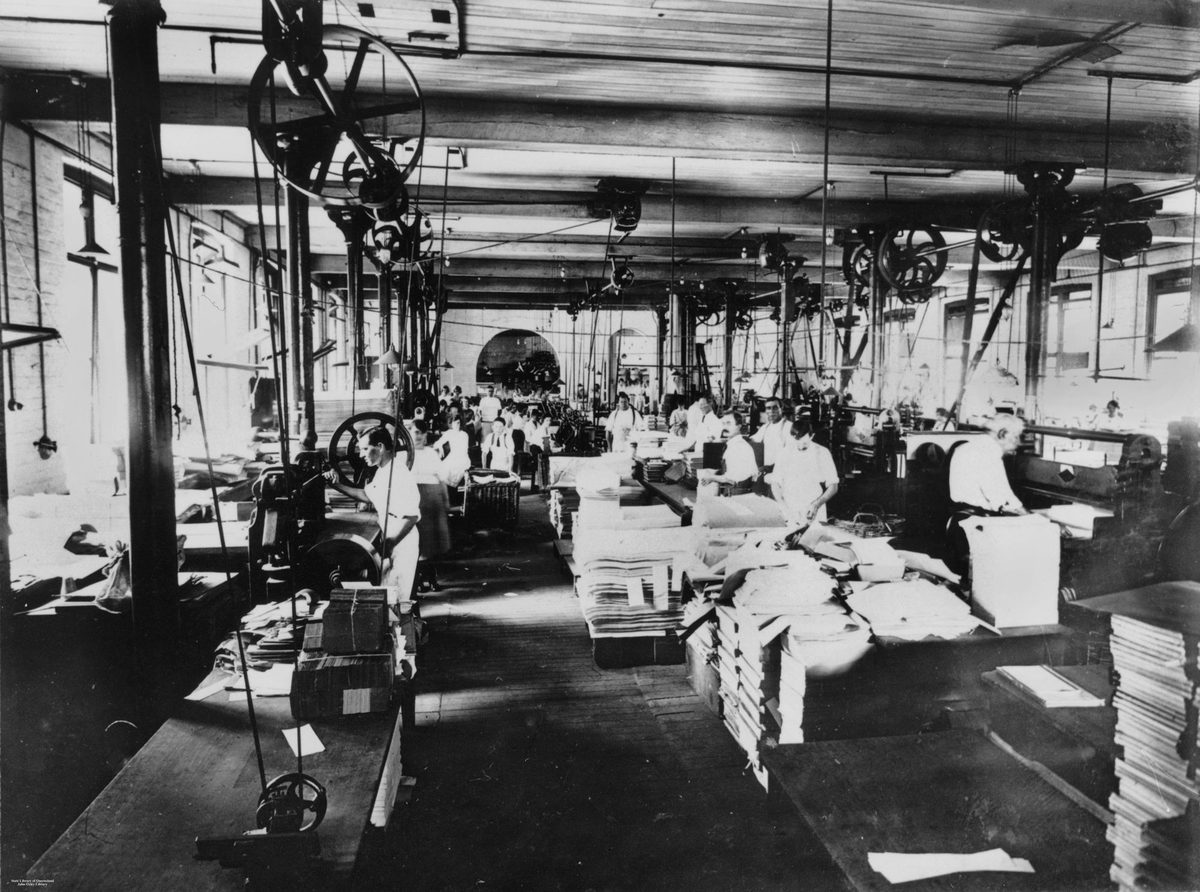 Binding department at the Government Printing Office, Brisbane, 1921, Brisbane City