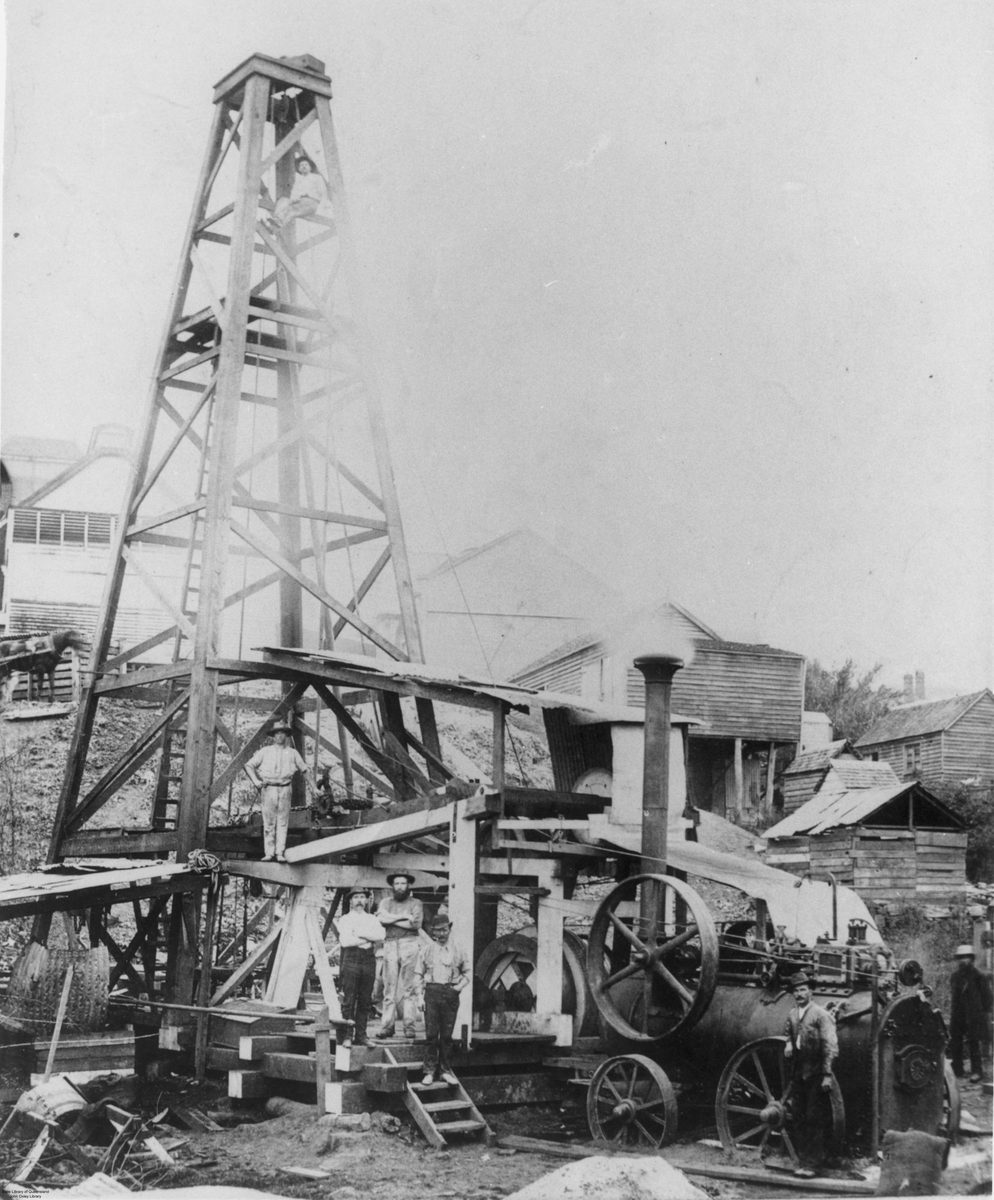 Sinking a water bore at the Castlemaine Brewery, Milton, Brisbane in 1895