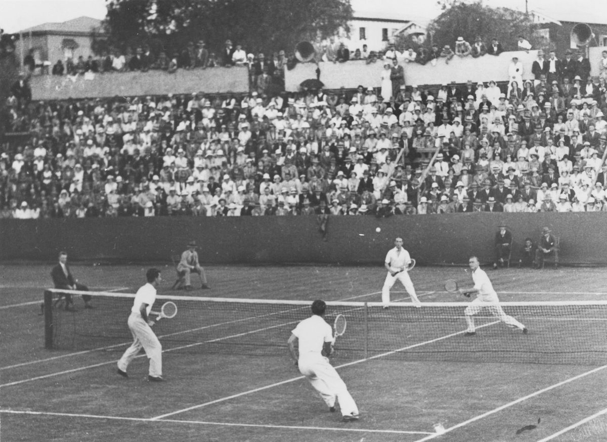 American tennis players during an Australian tour playing at Milton courts in Brisbane, 1932