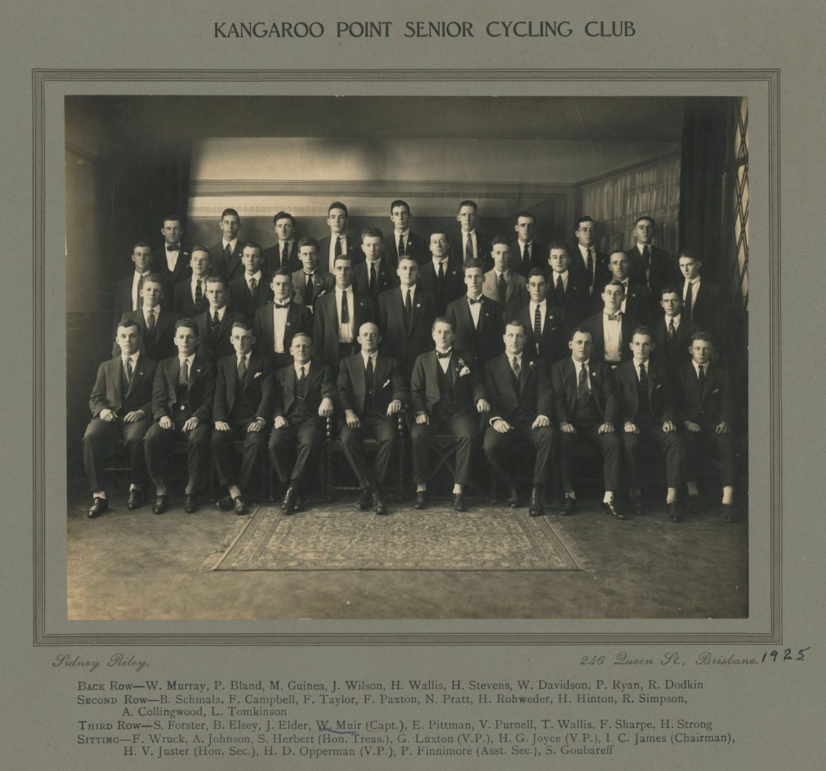 Kangaroo Club Senior Cycling Club, Brisbane, 1925, Kangaroo Point