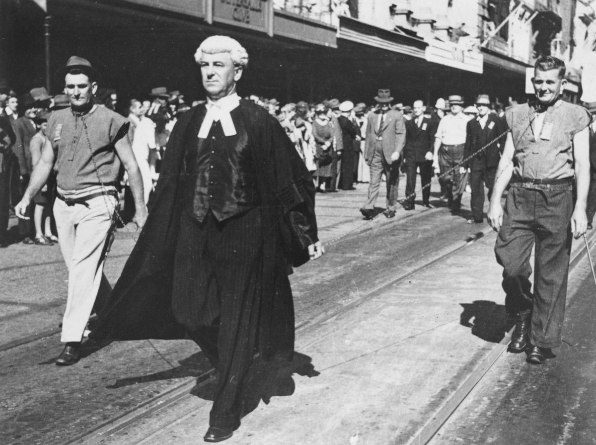 Meatworkers protest during Labor Day parade, Brisbane, 1946