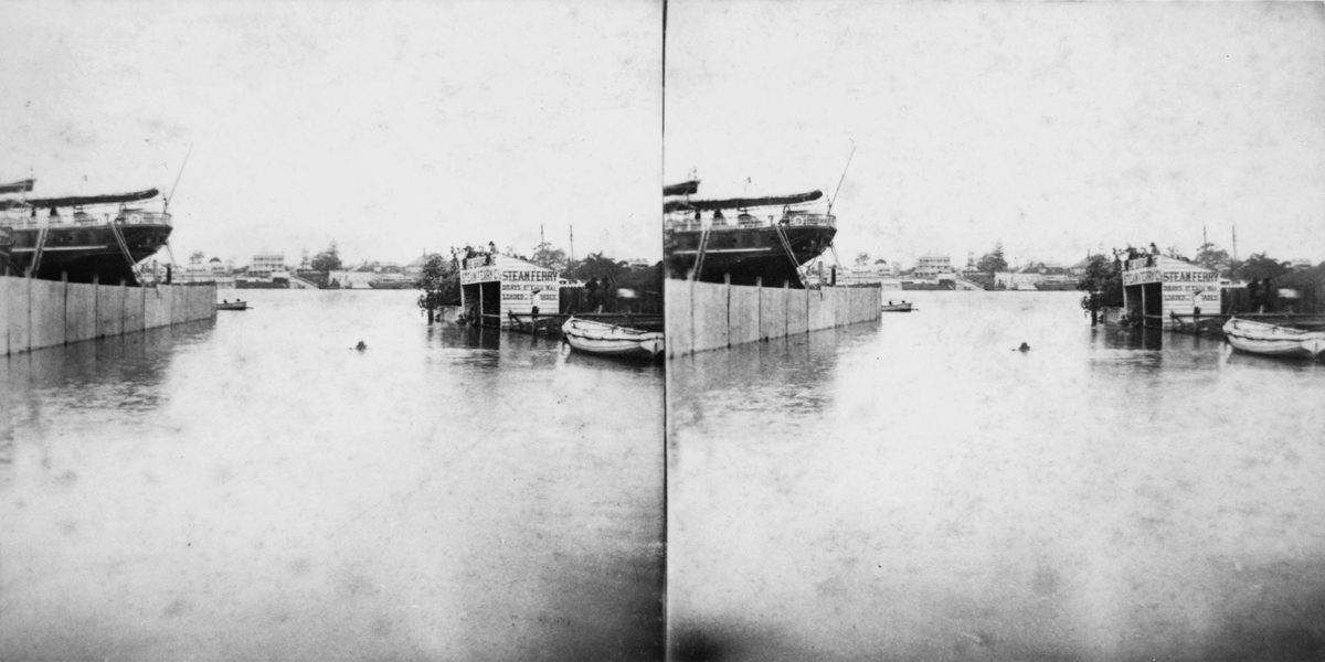 Creek Street steam ferry terminal, Brisbane, 1890, Brisbane City