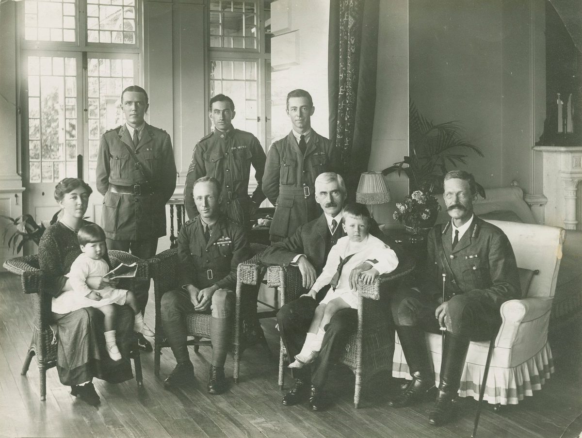 Sir Hamilton and Lady Goold-Adams with friends inside Government House at Paddington, 1919