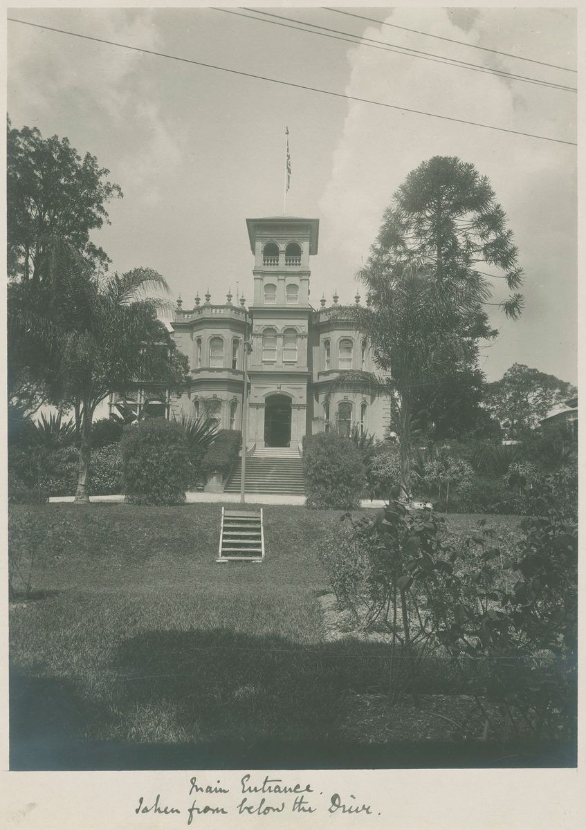 View of the main entrance of Government House, Brisbane, 1915, Paddington