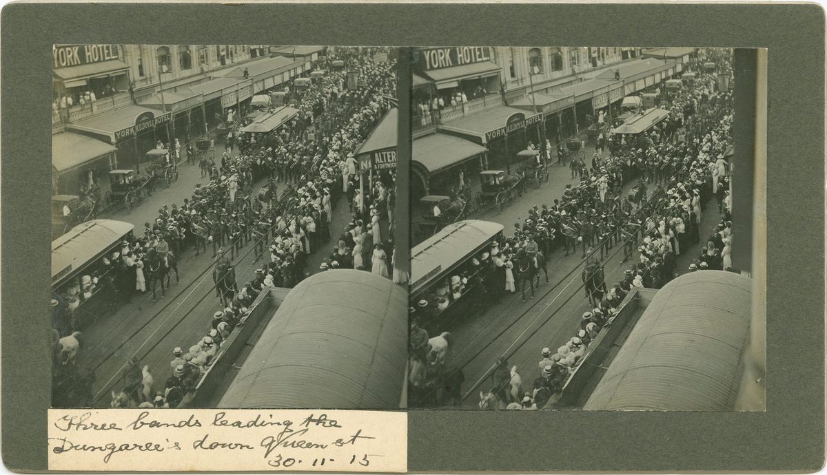 Parade of the Dungarees through Queen Street, Brisbane, 1915, Brisbane City