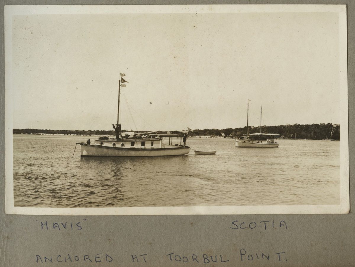 Boats anchored off Toorbul Point in the Caboolture district (1925)