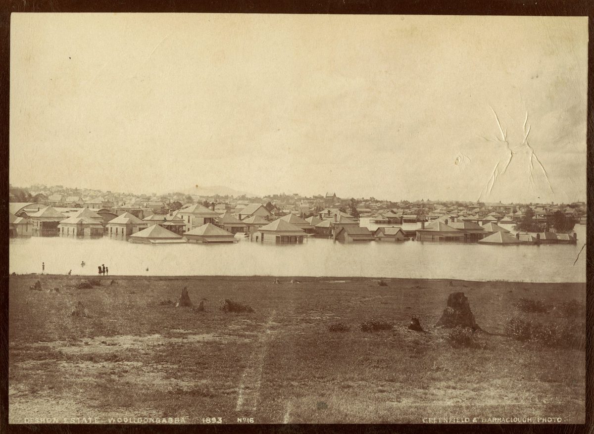 Houses underwater in Woolloongabba, Brisbane during the 1893 floods